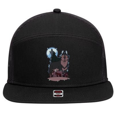 Owl House Wolf Gift Hunter's Wolf Funny Gift Christmas Trendy Gift 7 Panel Mesh Trucker Snapback Hat