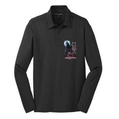 Owl House Wolf Gift Hunter's Wolf Funny Gift Christmas Trendy Gift Silk Touch Performance Long Sleeve Polo