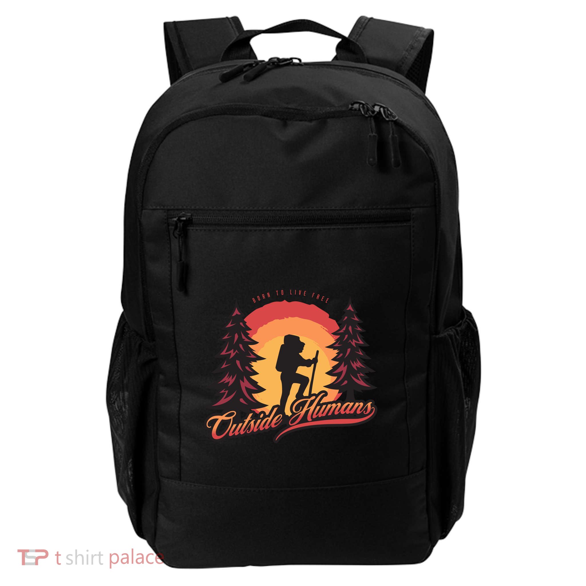 Outside Hu Wanderlust Born Free Adventurer Backpacker Funny Gift Daily Commute Backpack