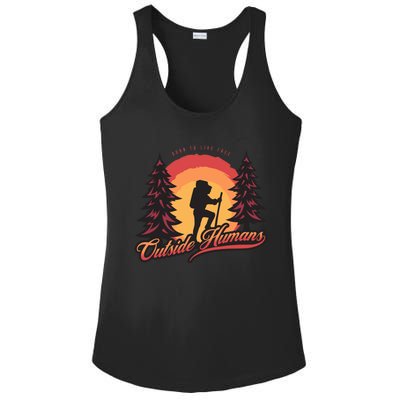 Outside Hu Wanderlust Born Free Adventurer Backpacker Funny Gift Ladies PosiCharge Competitor Racerback Tank