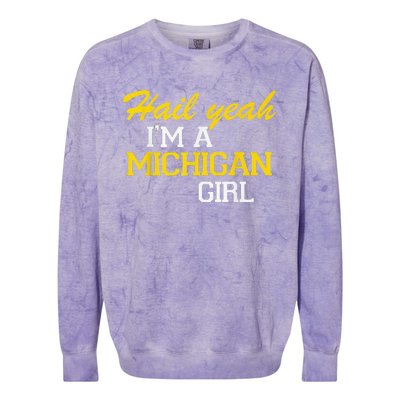 Oh Hail Yeah Michigan Michigander Pride Distressed Colorblast Crewneck Sweatshirt