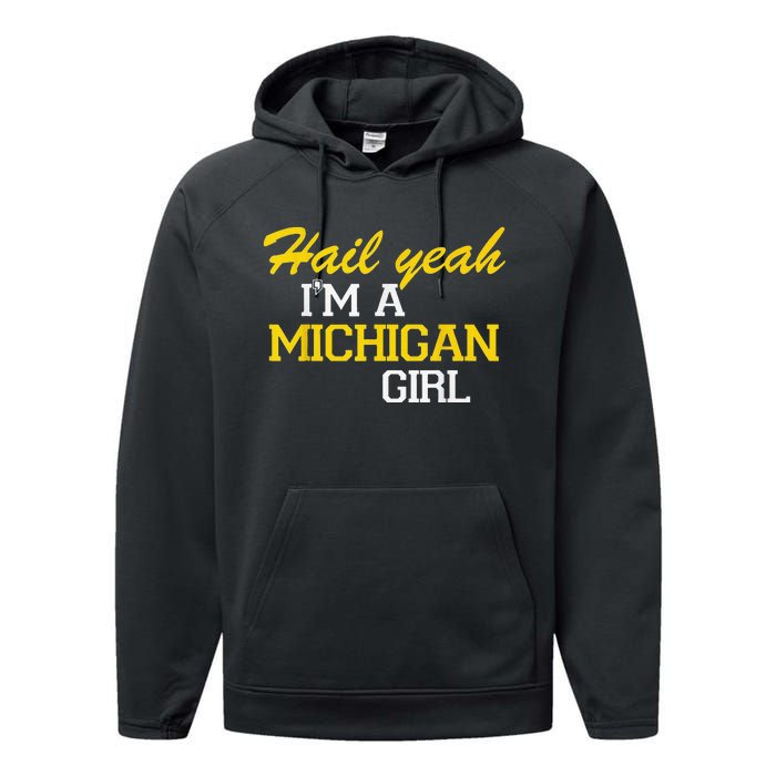 Oh Hail Yeah Michigan Michigander Pride Distressed Performance Fleece Hoodie