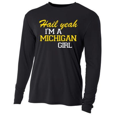 Oh Hail Yeah Michigan Michigander Pride Distressed Cooling Performance Long Sleeve Crew