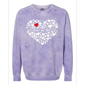 One In 100 Chd Congenital Heart Disease Awareness Gift Colorblast Crewneck Sweatshirt