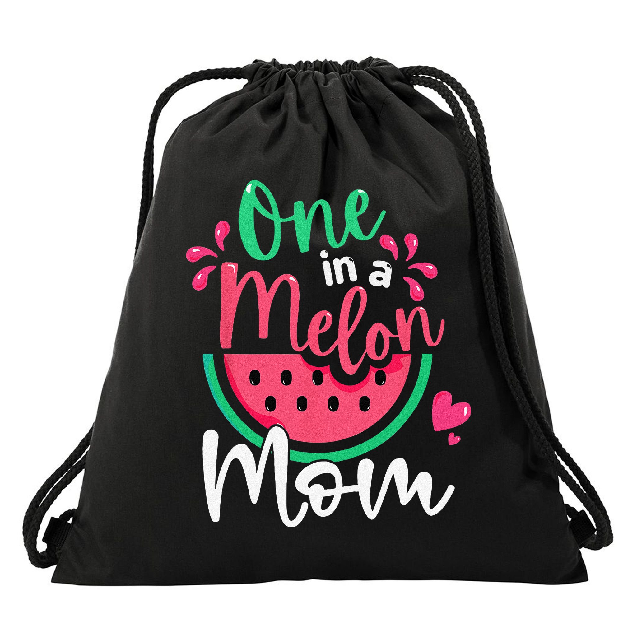 One In A Melon Mom Birthday Matching Watermelon Family Drawstring Bag