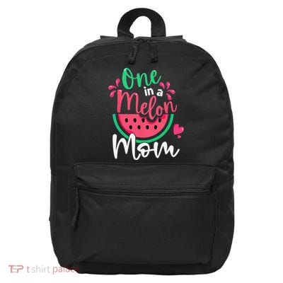 One In A Melon Mom Birthday Matching Watermelon Family 16 in Basic Backpack