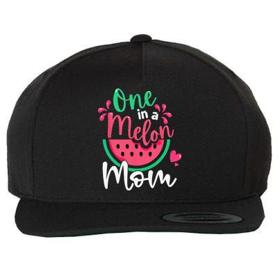 One In A Melon Mom Birthday Matching Watermelon Family Wool Snapback Cap