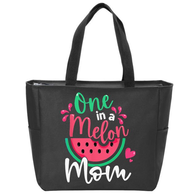 One In A Melon Mom Birthday Matching Watermelon Family Zip Tote Bag