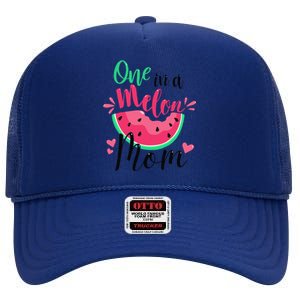 One In A Melon Mom Summer Birthday Party Matching Family High Crown Mesh Back Trucker Hat