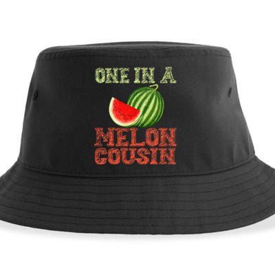 One In A Melon Cousin Watermelon Cousin Baby Announcement Sustainable Bucket Hat