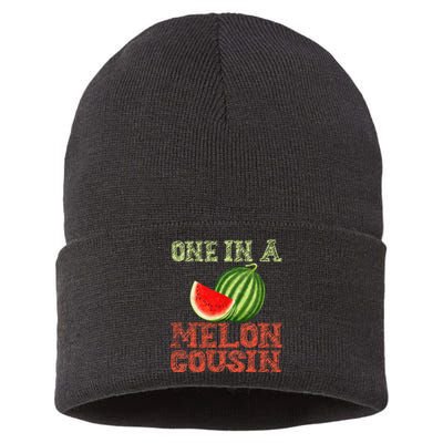 One In A Melon Cousin Watermelon Cousin Baby Announcement Sustainable Knit Beanie