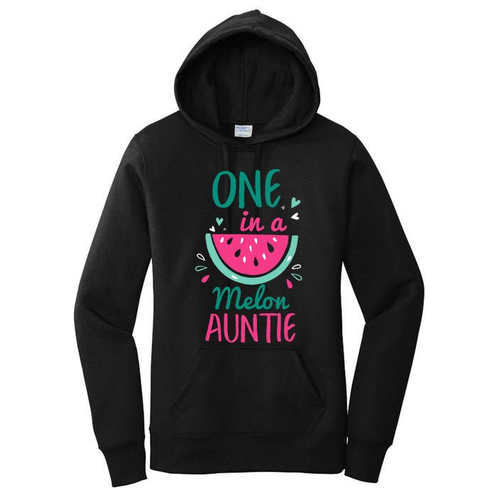 One In A Melon Auntie Watermelon Family Matching Women's Pullover Hoodie