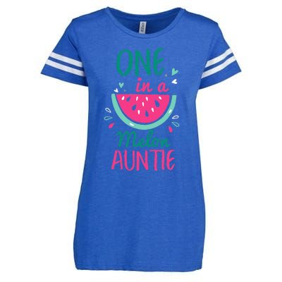 One In A Melon Auntie Watermelon Family Matching Enza Ladies Jersey Football T-Shirt