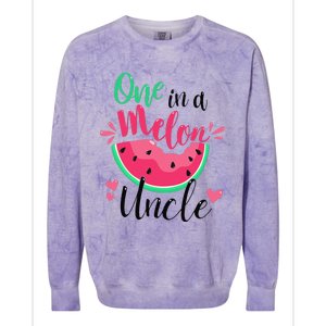 One In A Melon Uncle Summer Birthday Party Matching Family Colorblast Crewneck Sweatshirt