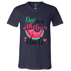 One In A Melon Uncle Summer Birthday Party Matching Family V-Neck T-Shirt