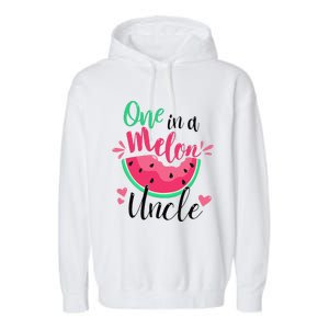 One In A Melon Uncle Summer Birthday Party Matching Family Garment-Dyed Fleece Hoodie