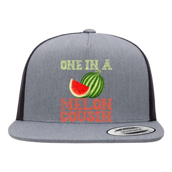 One In A Melon Cousin Funny Watermelon Family Flat Bill Trucker Hat