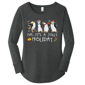 Oh ItS A Jolly Holiday Christmas Penguin Xmas Penguin Lover Women's Perfect Tri Tunic Long Sleeve Shirt