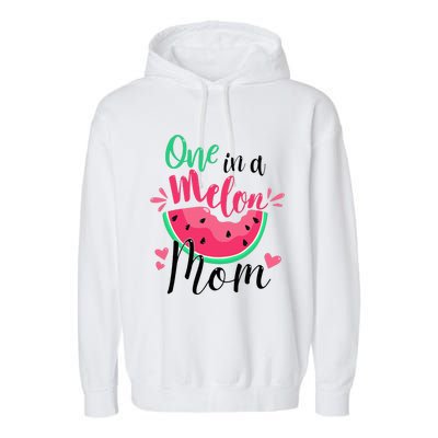 One In A Melon Mom Summer Birthday Party Matching Family Garment-Dyed Fleece Hoodie