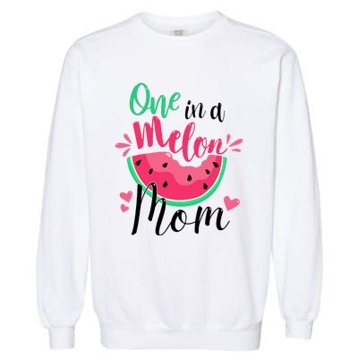 One In A Melon Mom Summer Birthday Party Matching Family Garment-Dyed Sweatshirt