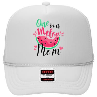 One In A Melon Mom Summer Birthday Party Matching Family High Crown Mesh Back Trucker Hat