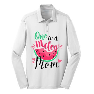 One In A Melon Mom Summer Birthday Party Matching Family Silk Touch Performance Long Sleeve Polo