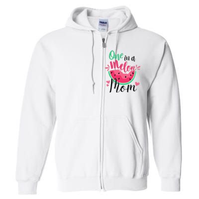 One In A Melon Mom Summer Birthday Party Matching Family Full Zip Hoodie