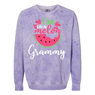 One In A Melon Grammy Birthday Matching Family Colorblast Crewneck Sweatshirt