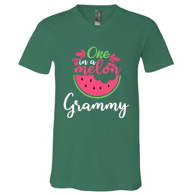 One In A Melon Grammy Birthday Matching Family V-Neck T-Shirt