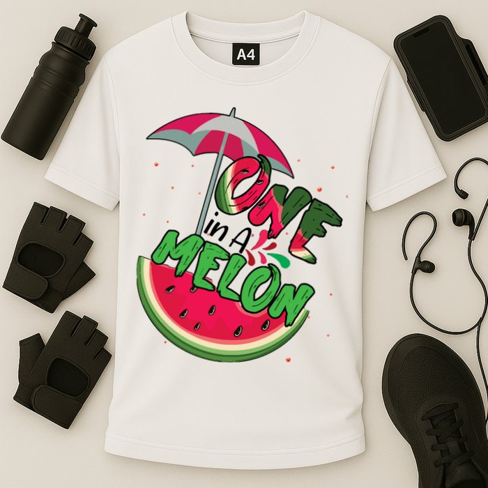 One In A Melon Adorable Cute Fun Summer Watermelon Gift Tee Cooling Performance Crew T-Shirt