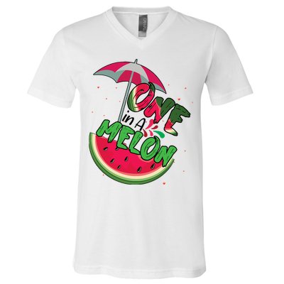 One In A Melon Adorable Cute Fun Summer Watermelon Gift Tee V-Neck T-Shirt