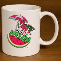 One In A Melon Adorable Cute Fun Summer Watermelon Gift Tee 11oz C Handle Ceramic Mug