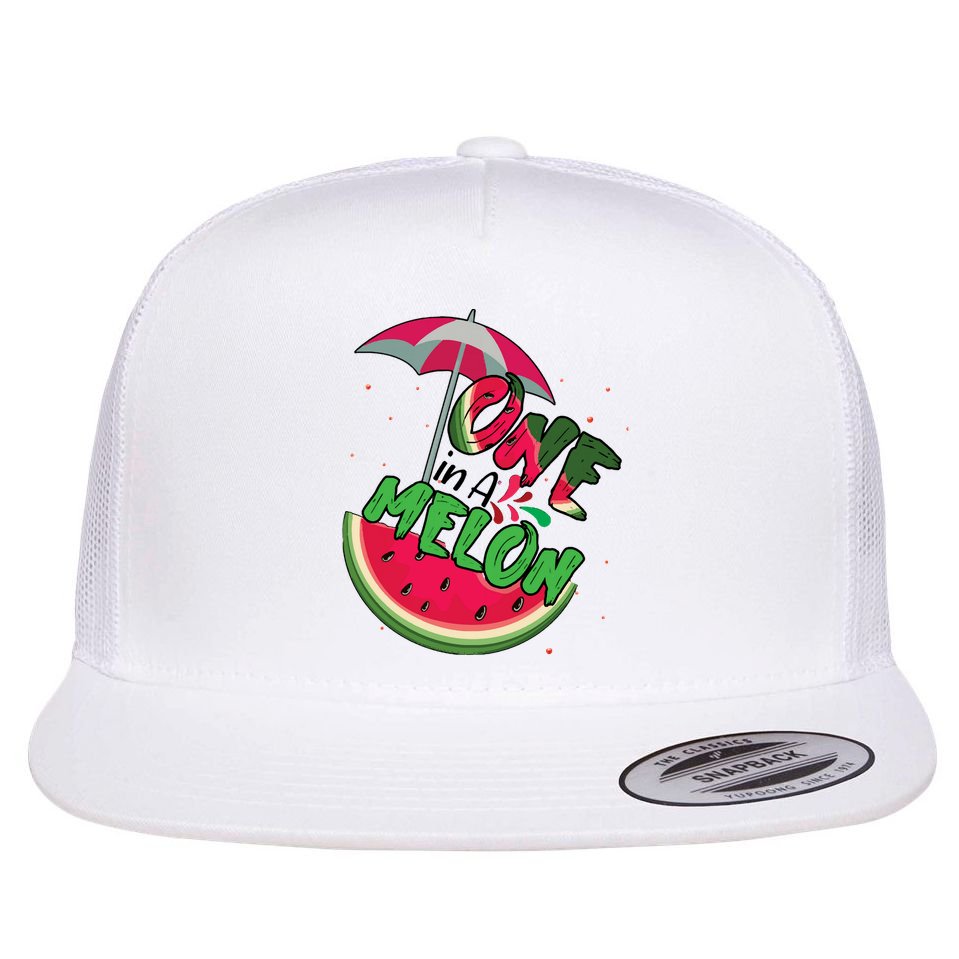 One In A Melon Adorable Cute Fun Summer Watermelon Gift Tee Flat Bill Trucker Hat
