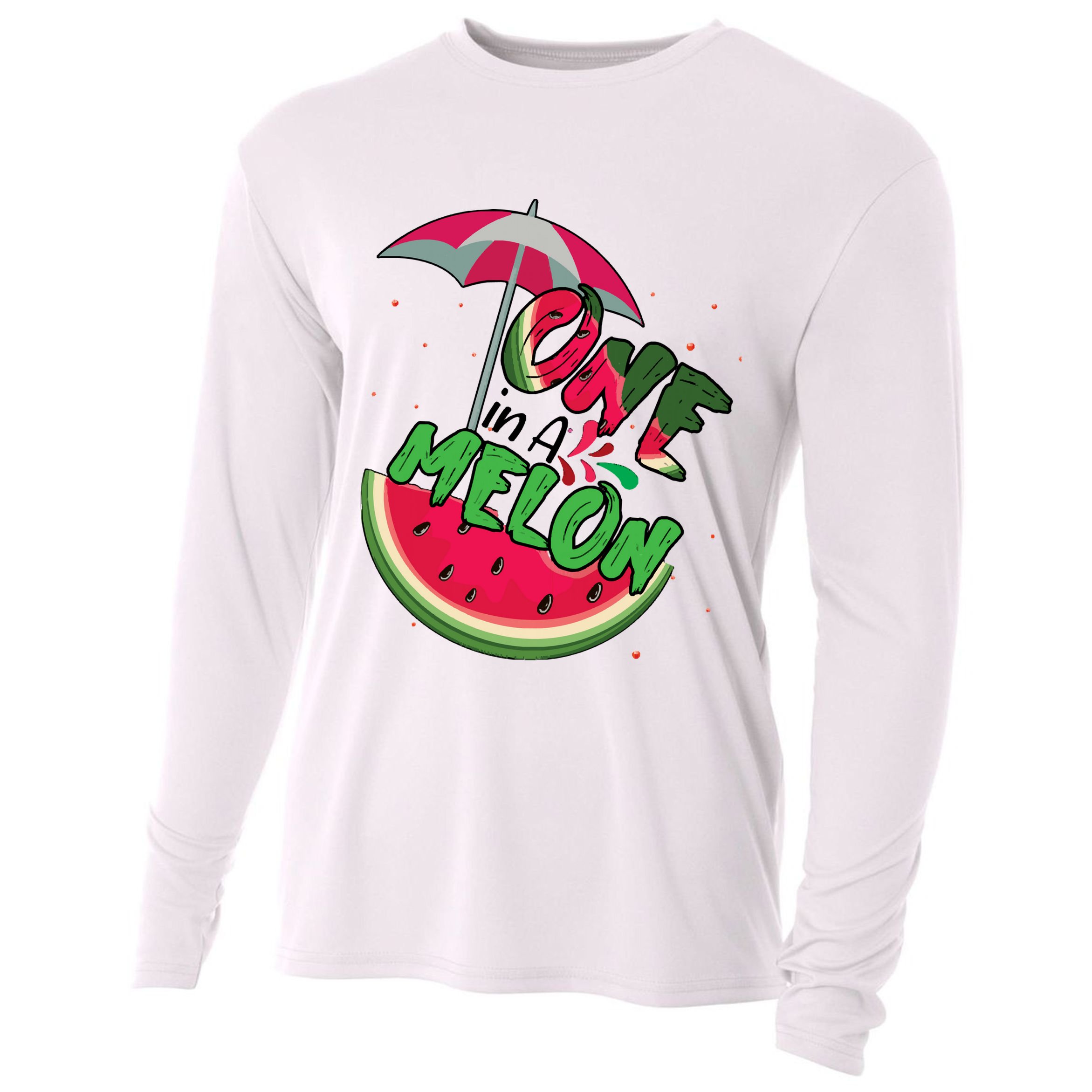 One In A Melon Adorable Cute Fun Summer Watermelon Gift Tee Cooling Performance Long Sleeve Crew