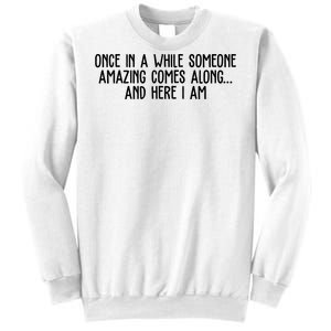 Once In A While Someone Amazing Comes Along And Here I Am Funny Sweatshirt