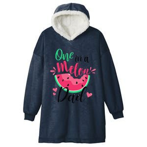 One In A Melon Dad Summer Birthday Party Matching Family Hooded Wearable Blanket