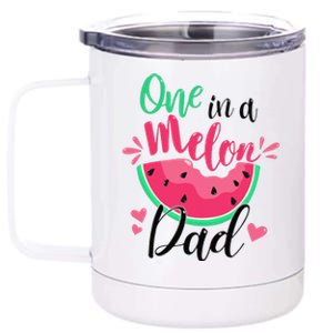 One In A Melon Dad Summer Birthday Party Matching Family 12 oz Stainless Steel Tumbler Cup