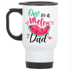 One In A Melon Dad Summer Birthday Party Matching Family Stainless Steel Travel Mug