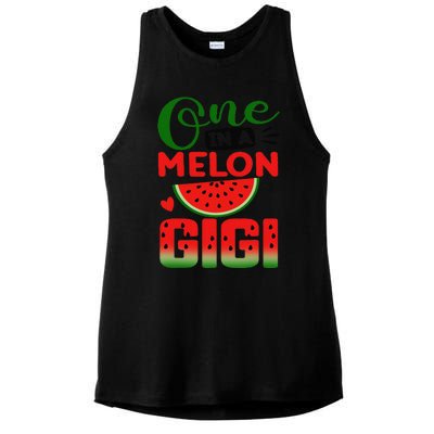 One In A Melon Gigi Family Matching Watermelon Summer Vibes Ladies PosiCharge Tri-Blend Wicking Tank