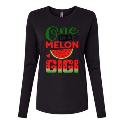 One In A Melon Gigi Family Matching Watermelon Summer Vibes Womens Cotton Relaxed Long Sleeve T-Shirt