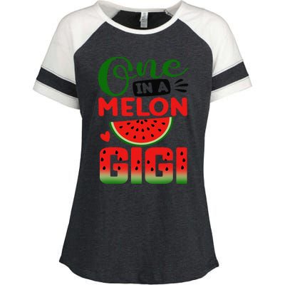 One In A Melon Gigi Family Matching Watermelon Summer Vibes Enza Ladies Jersey Colorblock Tee