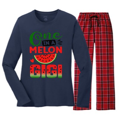 One In A Melon Gigi Family Matching Watermelon Summer Vibes Women's Long Sleeve Flannel Pajama Set 