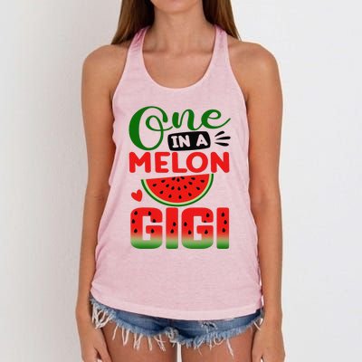 One In A Melon Gigi Family Matching Watermelon Summer Vibes Women's Knotted Racerback Tank