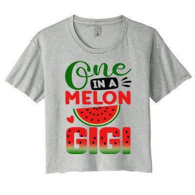 One In A Melon Gigi Family Matching Watermelon Summer Vibes Women's Crop Top Tee