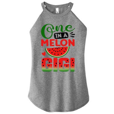 One In A Melon Gigi Family Matching Watermelon Summer Vibes Women's Perfect Tri Rocker Tank