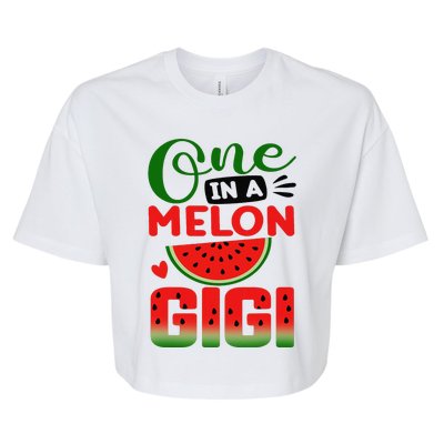 One In A Melon Gigi Family Matching Watermelon Summer Vibes Bella+Canvas Jersey Crop Tee