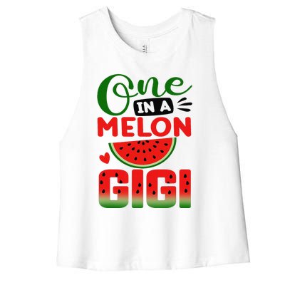 One In A Melon Gigi Family Matching Watermelon Summer Vibes Women's Racerback Cropped Tank