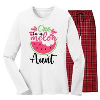 One In A Melon Aunt Waterlemon Summer Vacation Aunt Women's Long Sleeve Flannel Pajama Set 