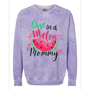 One In A Melon Mommy Summer Birthday Party Matching Family Colorblast Crewneck Sweatshirt