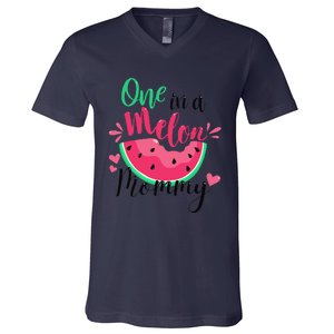 One In A Melon Mommy Summer Birthday Party Matching Family V-Neck T-Shirt